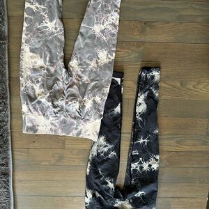 Tie-Dye Leggings Set in Gray and Black